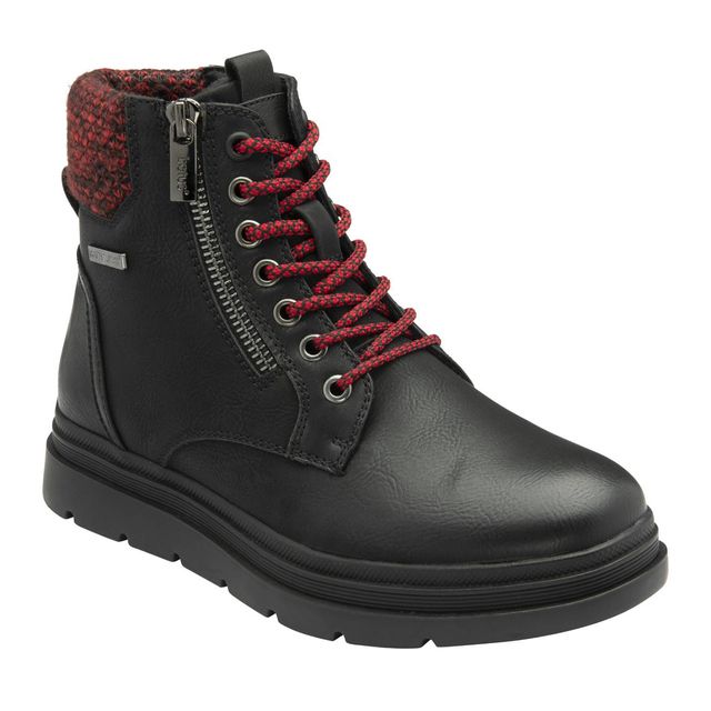 Lotus Lace Up Boots - Black Red - ULB387/38 SAUNDRA TEX